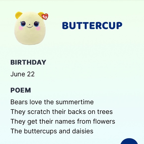 *FREE! with $9 purchase” Ty Squish-A-Boos™ Buttercup Yellow Bear (14”) - Picture 4 of 6